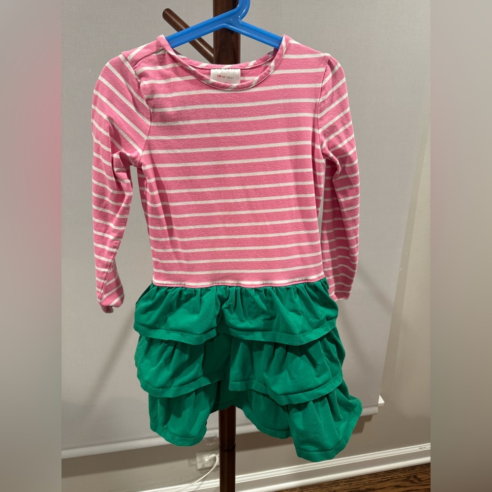 Pink and Green Striped Ruffle Dress Hannah Andersson